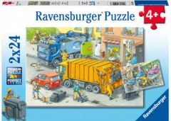 RAVENSBURGER 2X24PC JIGSAW PUZZLE WORKING TRUCKS
