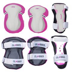 GLOBBER JUNIOR PROTECTIVE PAD SET XS 6 TO 10YEARS DEEP PINK