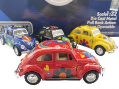 DIE CAST 1967 VW BEETLE WITH FLOWER PRINT ASSORTED