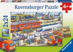 RAVENSBURGER BUSY TRAIN STATION 2X24 PIECE JIGSAW PUZZLE