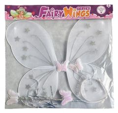 FAIRY BUTTERFLY WINGS, HEADBAND AND WAND SET