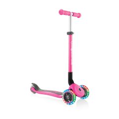 GLOBBER PRIMO FOLDABLE LIGHTS NEON PINK SCOOTER