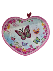 MUSICAL JEWELLERY BOX HEART SHAPED BUTTERFLY