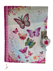 DIARY WITH LOCK BUTTERFLY
